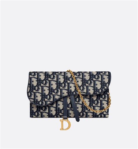 Portafoglio Saddle Jacquard Dior Oblique blu fiordaliso.